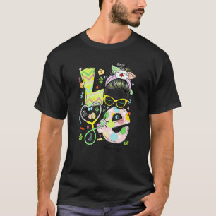 Love Icu Life Messy Bun Stethoscopeキリスト教ハップ Tシャツ