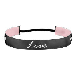 LOVE inホワイト文字とハートオンBLACK アスレチックヘッドバンド