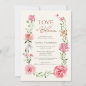 LOVE in開花フラワーガーデンをテーマにしたブライダルシャワー 招待状 (正面)