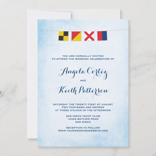 LOVE in 航海の Signal Flags Cloud Blue 招待状 (正面)