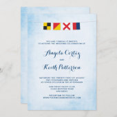 LOVE in 航海の Signal Flags Cloud Blue 招待状 (正面/裏面)