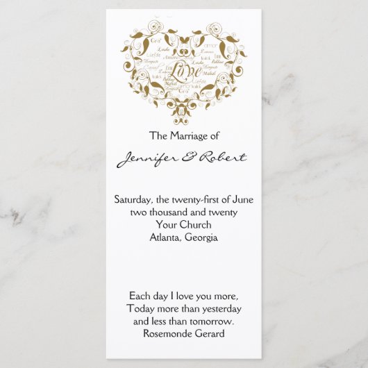 Love in Any Language in金ゴールド結婚式 プログラム (正面)