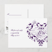 Love in Any Language in Purple RSVPポストカード インビテーションポストカード (正面/裏面)