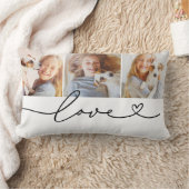 Love in Blackハートスクリプトカスタム3 Photo Collage ランバークッション (ブランケット)