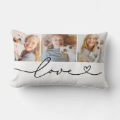 Love in Blackハートスクリプトカスタム3 Photo Collage ランバークッション (正面)
