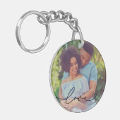 Love in Black Scriptとハートカスタム写真 キーホルダー (正面左)