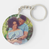 Love in Black Scriptとハートカスタム写真 キーホルダー (裏面)