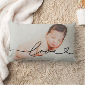 Love in Black Scriptとハートカスタム写真 ランバークッション (ブランケット)