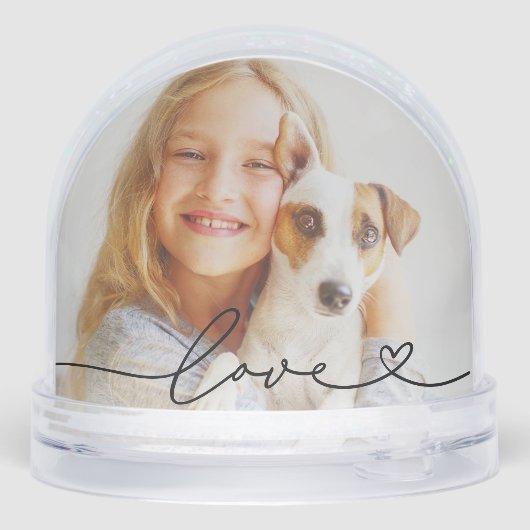 Love in Black Script with Heart Custom Photo (裏面)