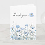 Love in Bloom Blue Bridal Shower Folded Thank You サンキューカード<br><div class="desc">Create your own bridal shower thank you cards with your own custom message. This beautiful design features an arrangement of soft pastel beautiful wildflowers that are realistic and a modern script (editable color) font. See the entire collection for more matching items</div>