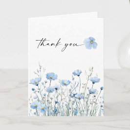 Love in Bloom Blue Bridal Shower Folded Thank You サンキューカード