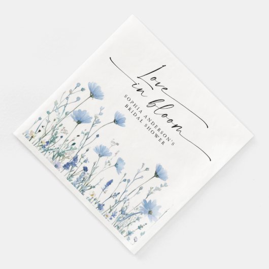 Love In Bloom Blue Bridal Shower Napkins (コーナー)