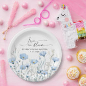 Love In Bloom Blue Bridal Shower Paper Plates ペーパープレート (パーティー)