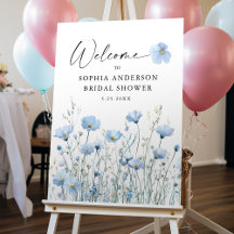 Love In Bloom Blue Bridal Shower Welcome Sign