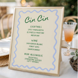 Love in Bloom Blue Green Cin Cin Bar Menu ポスター