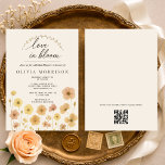 Love In Bloom Boho QR Code Bridal Shower  招待状<br><div class="desc">Love in bloom boho bridal shower invitation featuring relaxed bohemian florals and a romantic, free spirited aesthetic. Includes an integrated QR code that links directly to the gift registry for easy guest access. Ideal for boho inspired bridal showers, spring and summer celebrations, and laid back yet elegant pre wedding gatherings....</div>