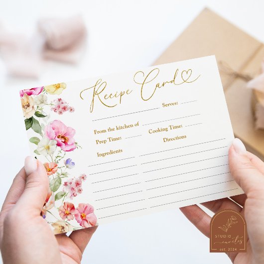 Love In Bloom Bridal Shower Recipe Card 招待状