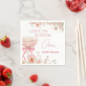 Love in Bloom Champagne Pink Bow Bridal Shower スタンダードカクテルナプキン (インサイチュ)