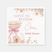 Love in Bloom Champagne Pink Bow Bridal Shower スタンダードカクテルナプキン (正面)
