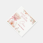 Love in Bloom Champagne Pink Bow Bridal Shower スタンダードカクテルナプキン (角)
