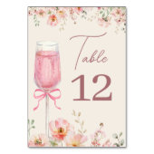 Love in Bloom Champagne Pink Bow Bridal Shower テーブルナンバー (正面)
