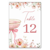 Love in Bloom Champagne Pink Bow Bridal Shower テーブルナンバー (正面)
