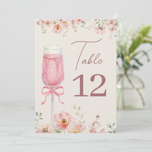 Love in Bloom Champagne Pink Bow Bridal Shower 招待状 (スタンド正面)