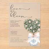 Love in Bloom Chinoiserie Blush Pink Bridal Shower アクリル招待状 (正面)