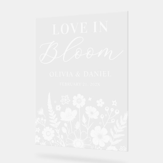 Love in Bloom Custom Wedding Welcome アクリルサイン (傾斜)