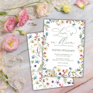 Love in Bloom Delicate Wildflowers  Bridal Shower 招待状