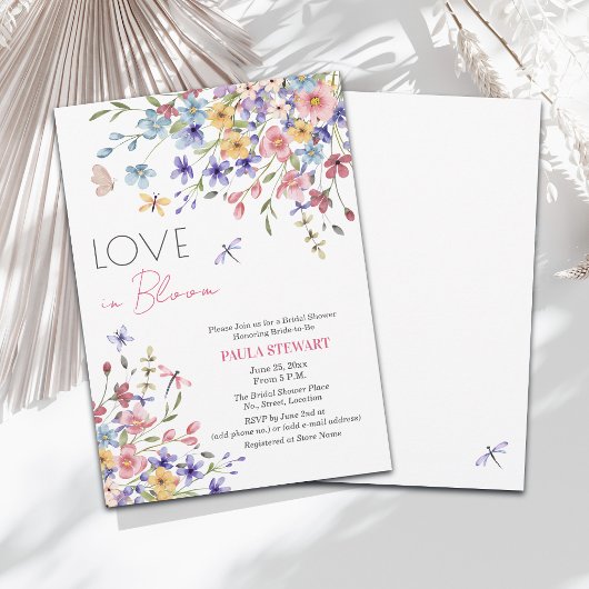 Love in Bloom Dragonflies Bridal Shower 招待状