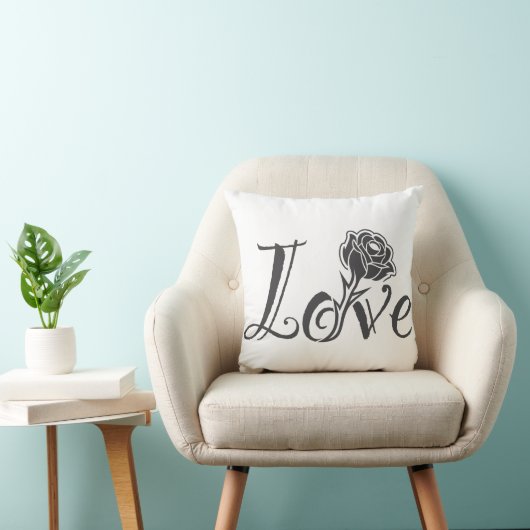 Love in Bloom: Elegant Typography with a Rose クッション (椅子)