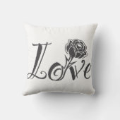 Love in Bloom: Elegant Typography with a Rose クッション (裏面)