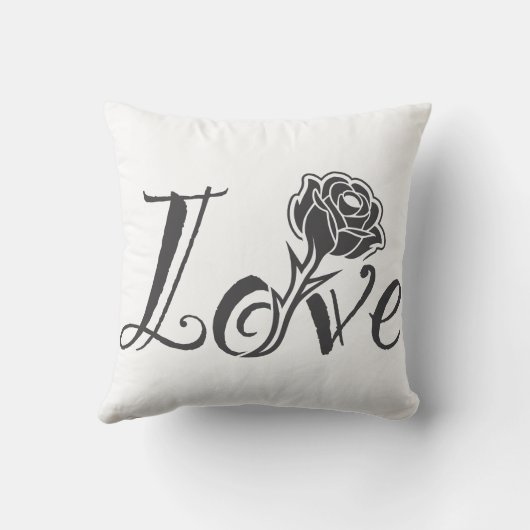 Love in Bloom: Elegant Typography with a Rose クッション (裏面)