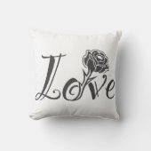 Love in Bloom: Elegant Typography with a Rose クッション (正面)