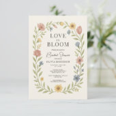 Love In Bloom Floral Bridal Shower 招待状 (スタンド正面)