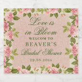 「Love in Bloom Floral Bridal Shower Sparkling」- 開花 スパークリングワインラベル (シングルラベル)