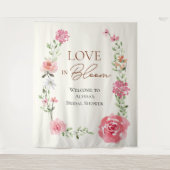 Love in Bloom Floral Bridal Shower Welcome Sign  タペストリー (正面)