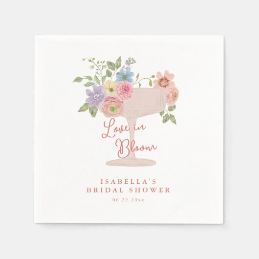 Love in Bloom Floral Garden Bridal Shower スタンダードカクテルナプキン (正面)