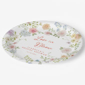 Love in Bloom Floral Garden Bridal Shower ペーパープレート (アングル)