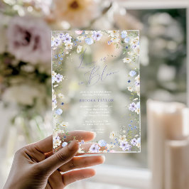 Love In Bloom Floral Purple Bridal Shower アクリル招待状