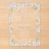 Love In Bloom Floral Purple Bridal Shower アクリル招待状 (正面)