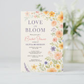 Love In Bloom Floral QR Code Bridal Shower 招待状 (スタンド正面)