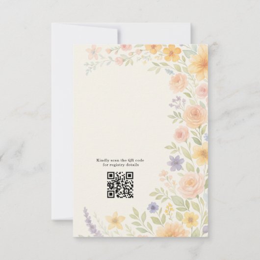 Love In Bloom Floral QR Code Bridal Shower 招待状 (裏面)