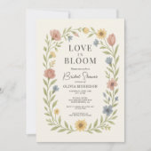 Love In Bloom Floral QR Code Bridal Shower 招待状 (正面)