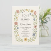 Love In Bloom Floral QR Code Bridal Shower 招待状 (スタンド正面)