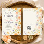 Love In Bloom Floral QR Code Bridal Shower 招待状<br><div class="desc">Love in bloom floral bridal shower invitation featuring soft romantic florals and an integrated QR code for easy guest access. Guests can quickly scan to view RSVP details, registry information, or event updates. Perfect for garden inspired bridal showers, spring or summer celebrations, and elegant pre wedding gatherings. Fully editable text...</div>