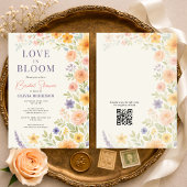 Love In Bloom Floral QR Code Bridal Shower 招待状