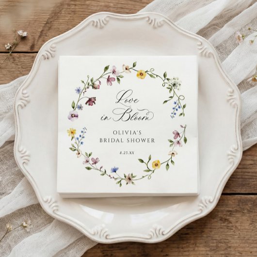 Love in Bloom Floral Wildflower Bridal Shower スタンダードカクテルナプキン