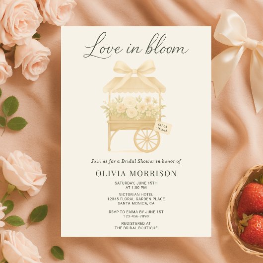 Love in Bloom Flower Market Bow Bridal Shower 招待状